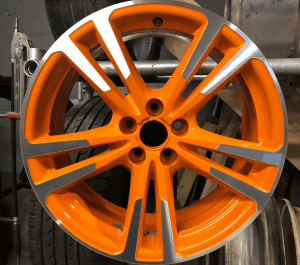 Orange Powder Coat and Diamond Cut Alloy Wheel